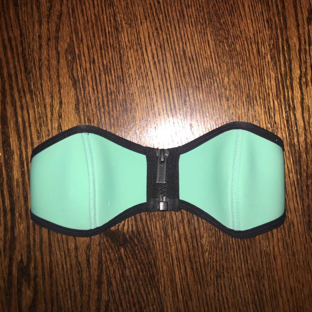 blue triangl strapless bikini top